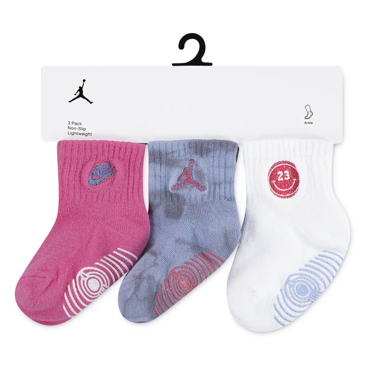 Jordan Girls 3-Pack Blue Jeans & Bling Non-Slip Grip Ankle Socks (Infant)