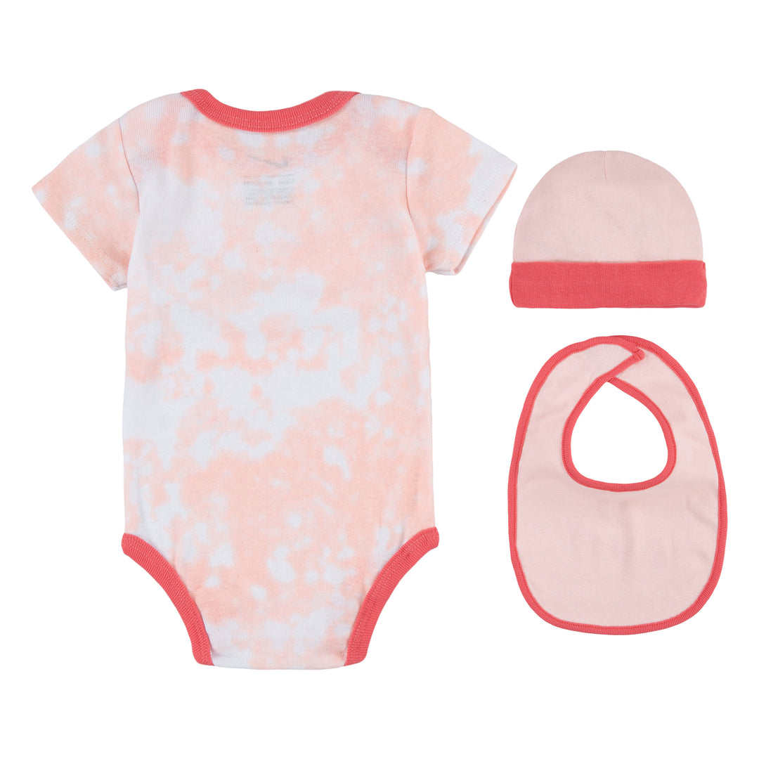 Nike 3-Piece Cloud-Dye Days Bodysuit, Hat & Bib Pink Set (Infant)