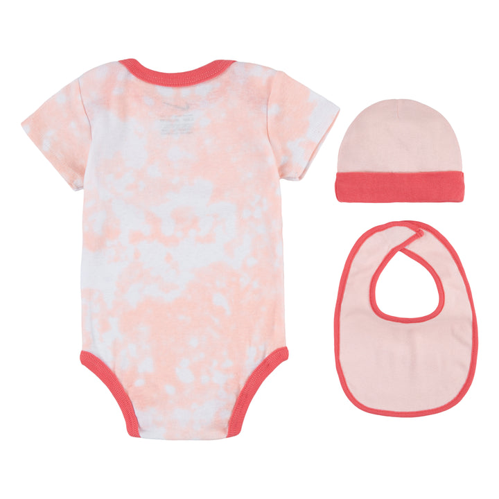 Nike 3-Piece Cloud-Dye Days Bodysuit, Hat & Bib Pink Set (Infant)