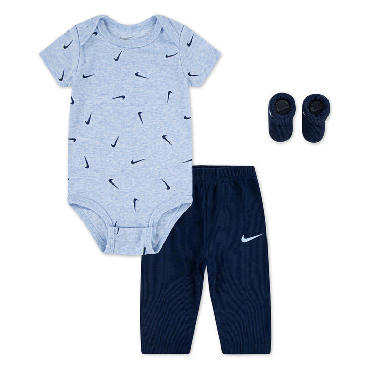 Nike 3-Piece Bodysuit, Pants & Socks Blue Set (Infant)