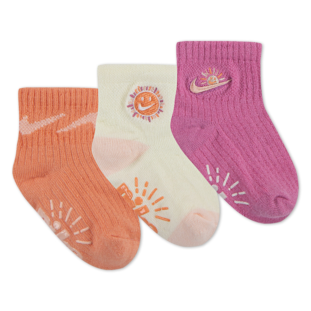 Nike Girls 3-Pack Sunny Swoosh Quarter Ankle Socks (Infant)