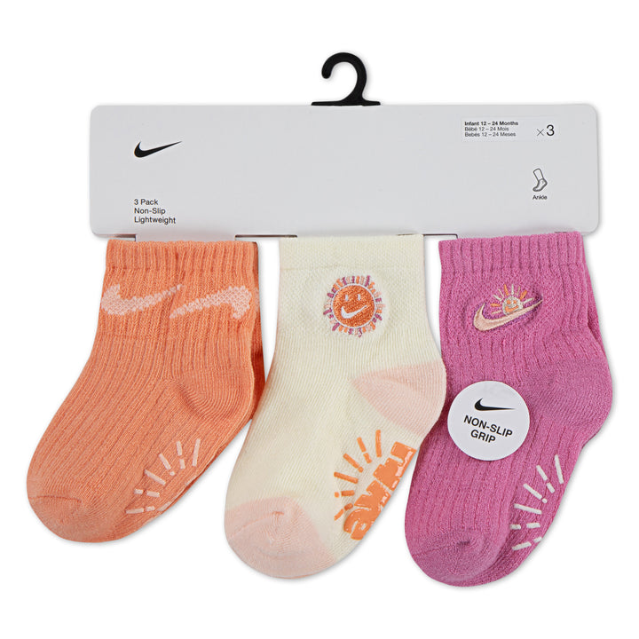 Nike Girls 3-Pack Sunny Swoosh Quarter Ankle Socks (Infant)