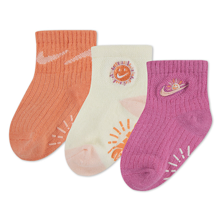 Nike Girls 3-Pack Sunny Swoosh Quarter Ankle Socks (Infant)