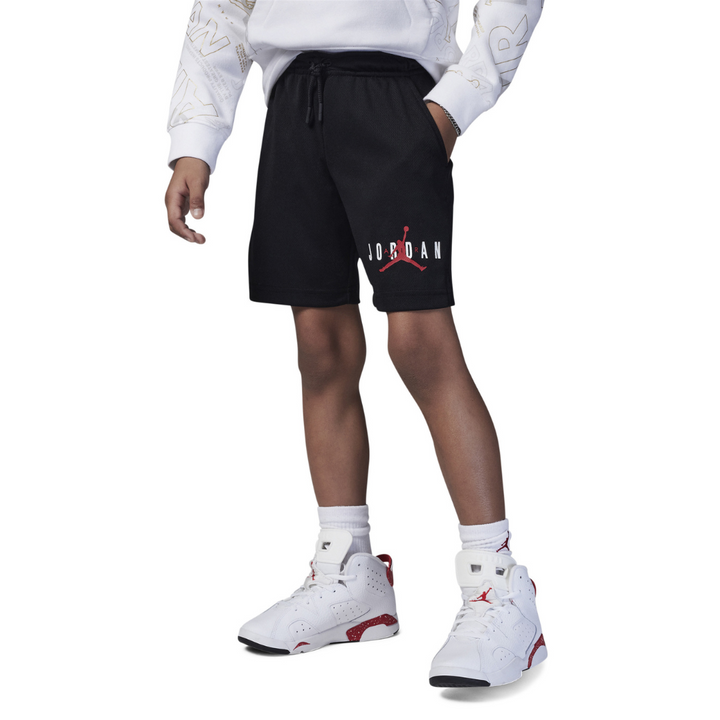 Jordan Boys Essentials Graphic Mesh Black Shorts (Little Kids)