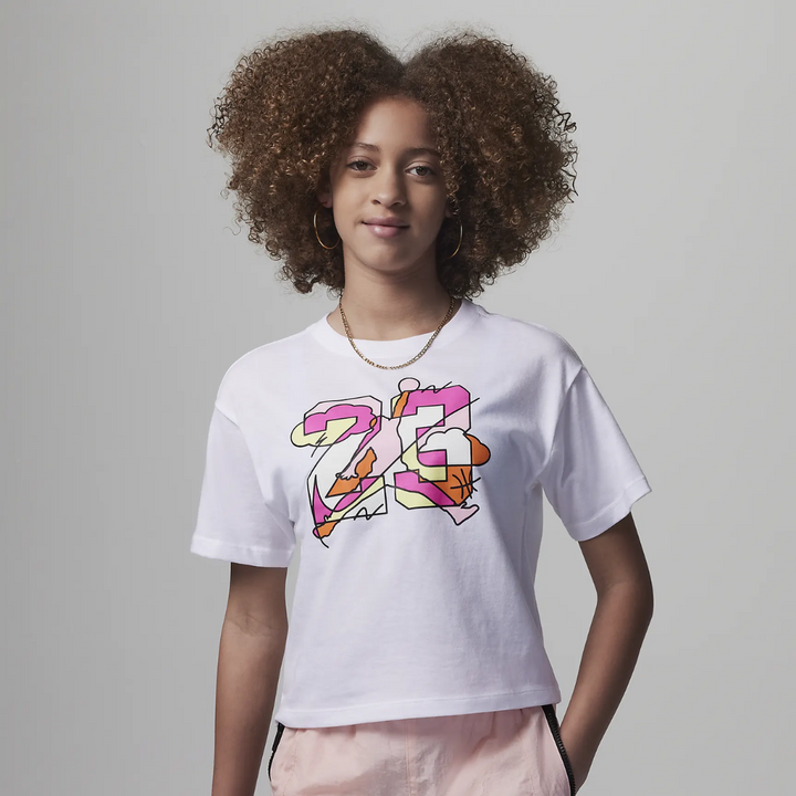 Jordan Girls Jumpman Street Style White T-Shirt (Big Kids)