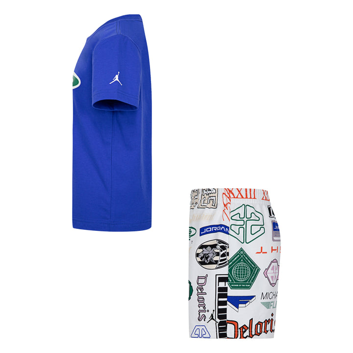 Jordan Boys 2-Piece MJ Brooklyn AOP T-Shirt & White Printed Shorts (Little Kids)