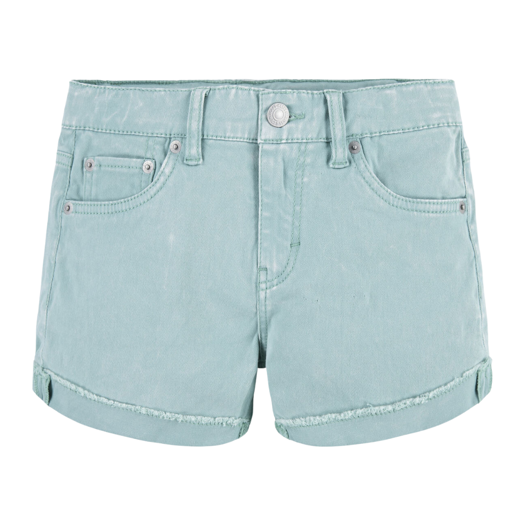 Levi's Girls Angled Fray Cuff Girlfriend Shorts Malachite Green (Big Kids)