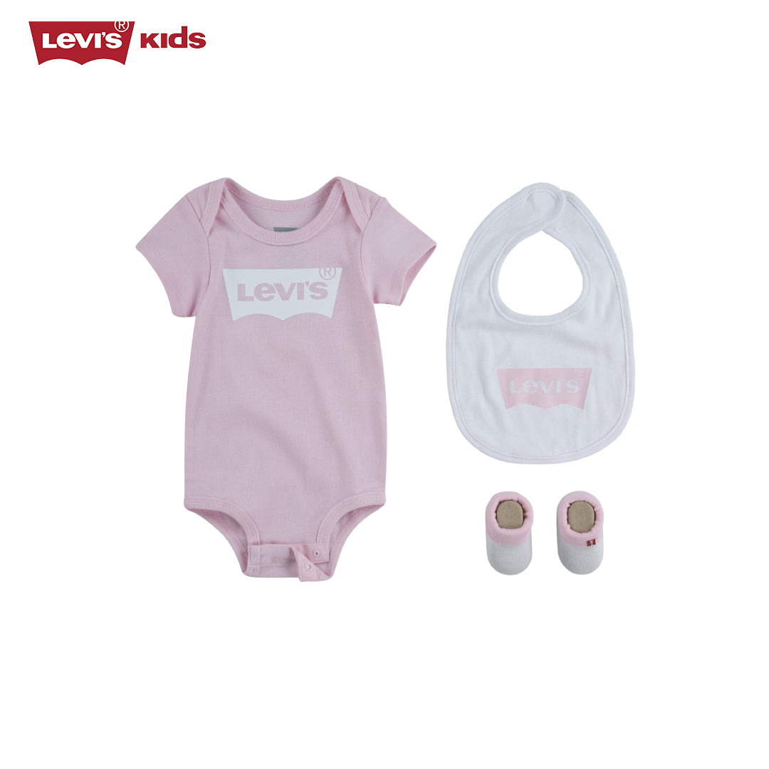 Levi's 3-Piece Classic Batwing Bodysuit, Bib & Booties Gift Set (Newborn)