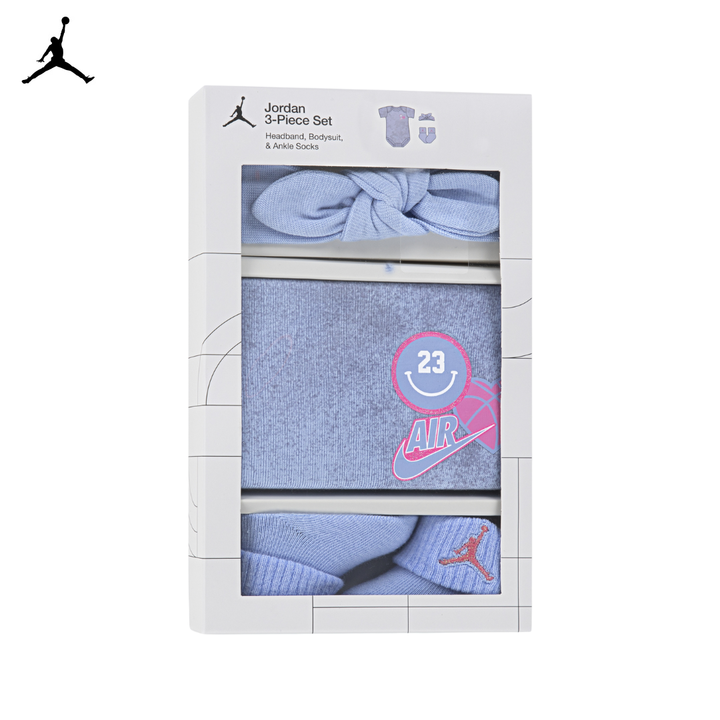 Jordan Girls 3-Piece Jeans & Bling Bodysuit, Headband and Socks Gift Set (Newborn)