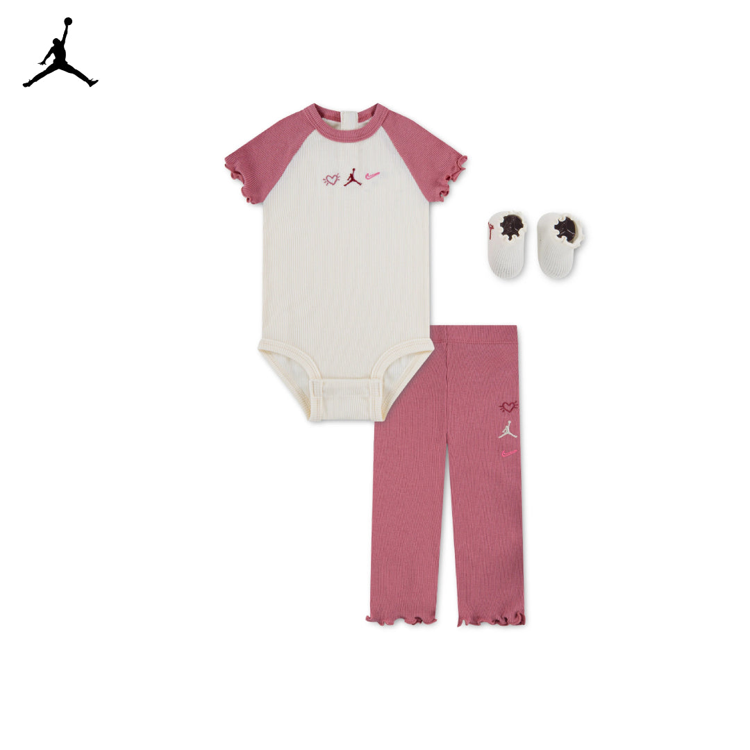 Jordan Girls 3-Piece Love Is in The Air Bodysuit, Pants & Ankle Socks Gift Set (Newborn)