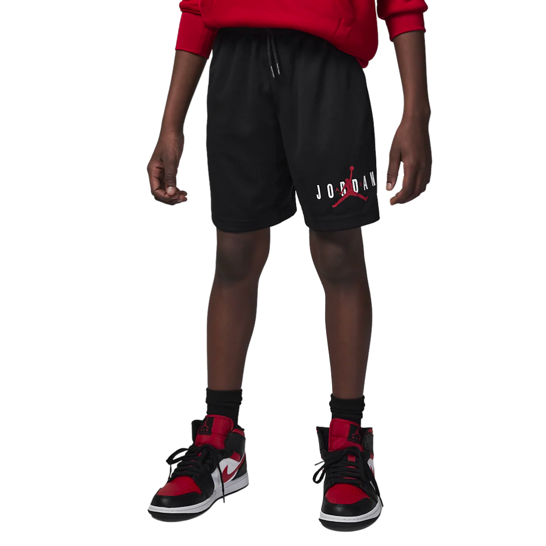 Jordan Boys Essentials Graphic Mesh Black Shorts (Big Kids)