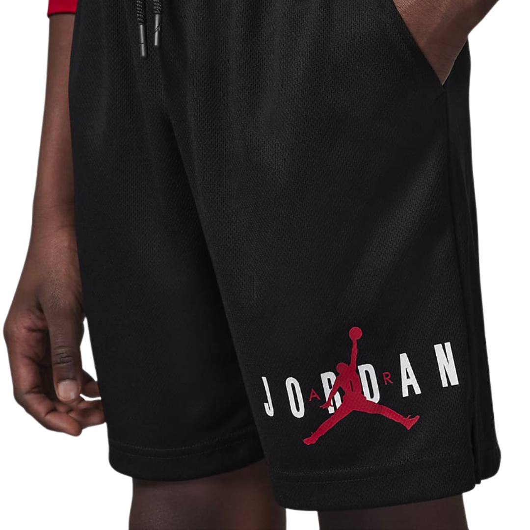 Jordan Boys Essentials Graphic Mesh Black Shorts (Big Kids)